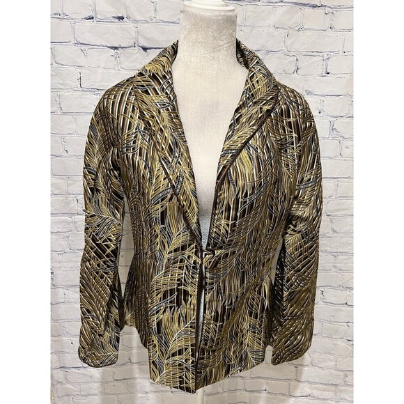 The DragonFly Shop Metallic Gold And Black One Button Blazer Jacket Size XL - Picture 1 of 7